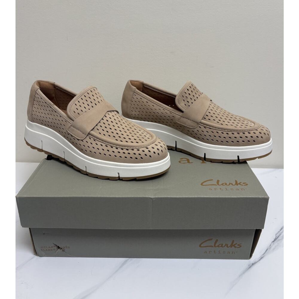 Clarks Artisan Womens Leather Platform Loafers Tan Sporty Comfort Size 8 - Picture 2 of 11